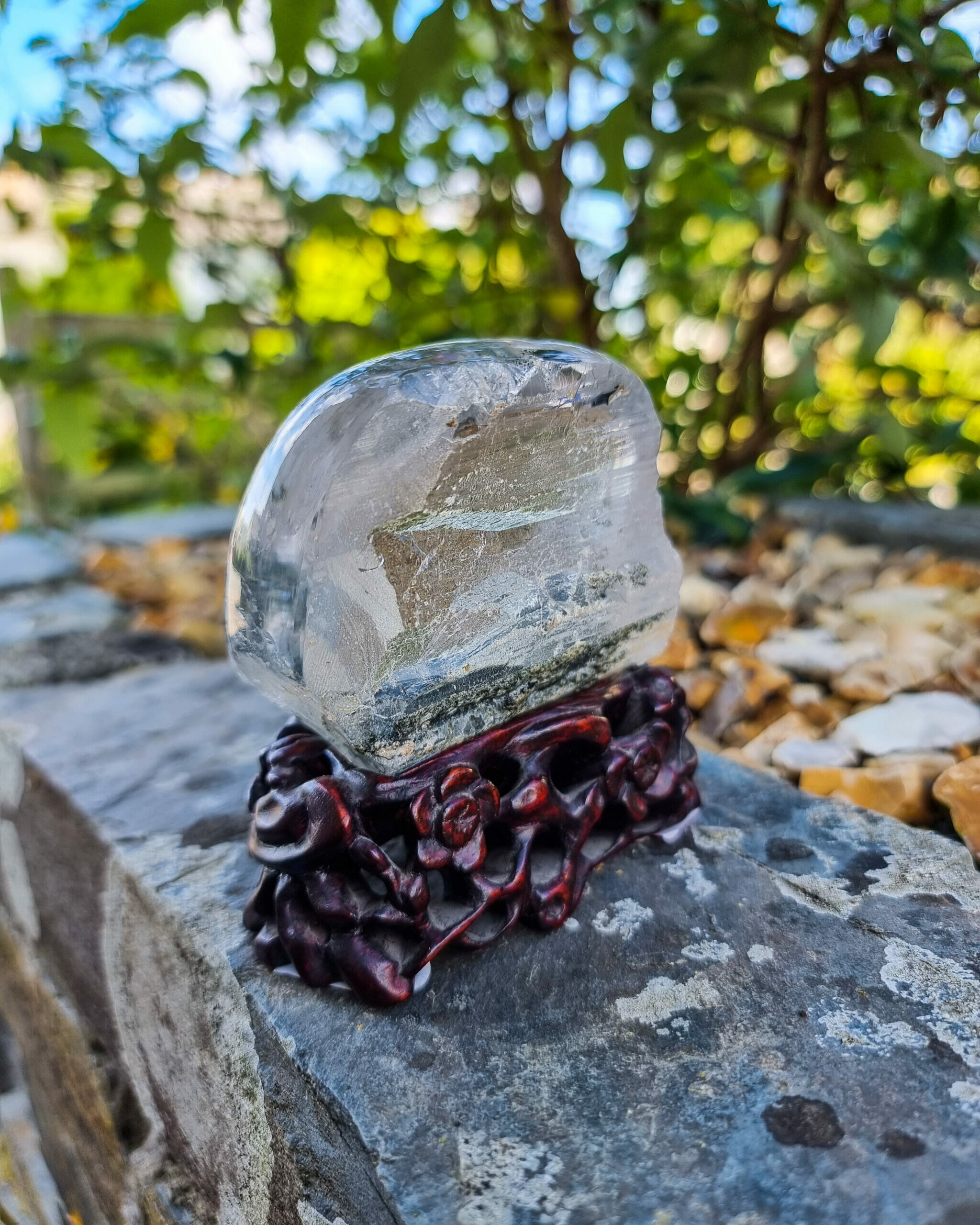 Quartz Crystal With Chlorite and Goethite Inclusion - Image 2